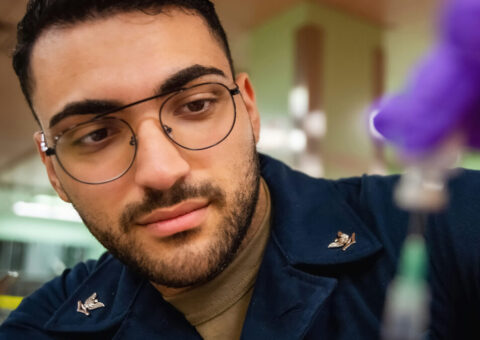 Close up photo of navy medical personnel